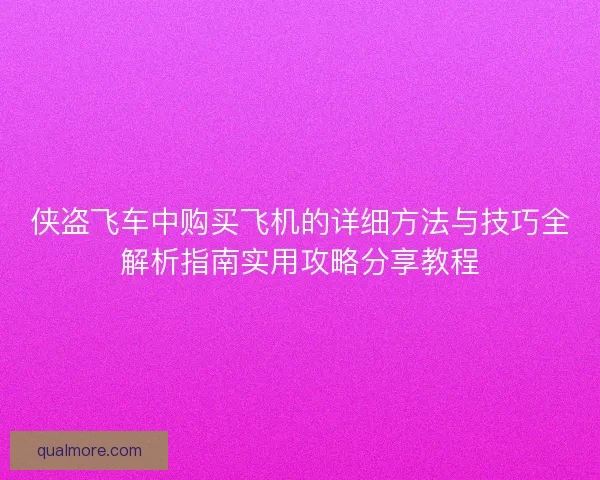侠盗飞车中购买飞机的详细方法与技巧全解析指南实用攻略分享教程